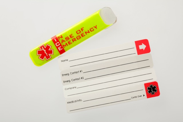 Vital ID worker emergency tags for helmets showing tag